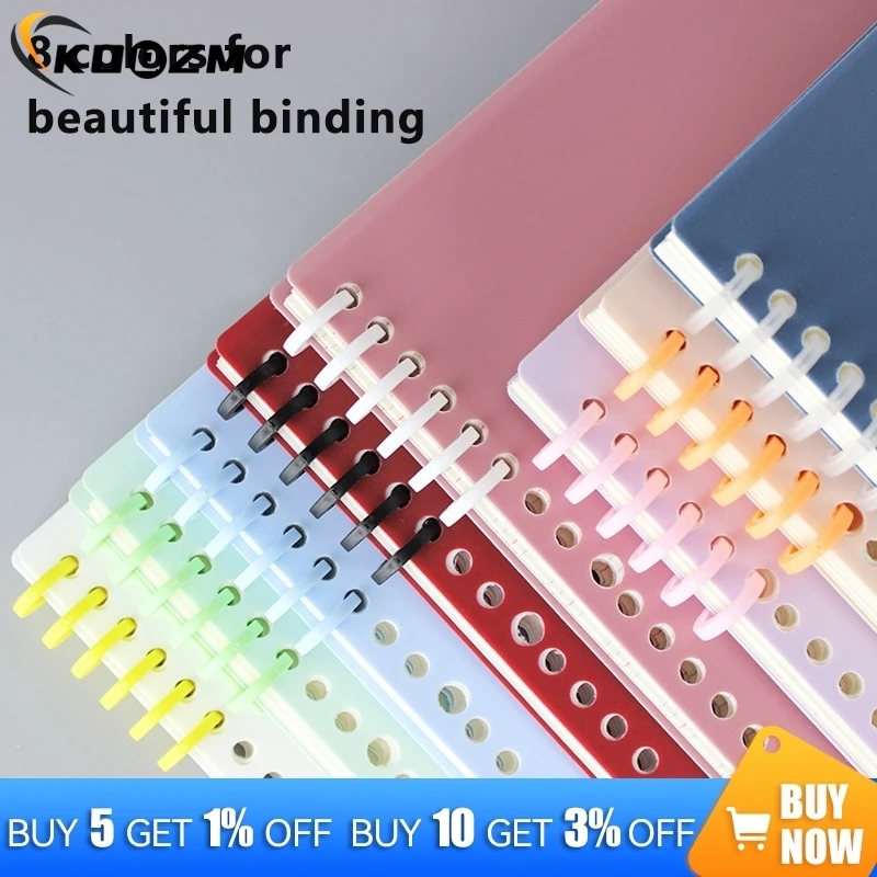 1/6/12Pcs/set  Candy Color Loose-leaf Plastic Binding Ring Spring Spiral Rings A4 A5 Paper Notebook Stationery Binding Clip