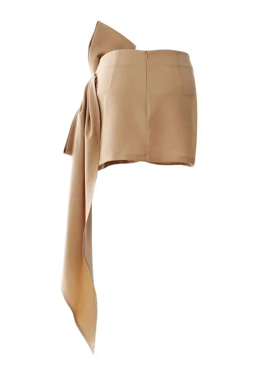 TWOTWINSTYLE Solid Patchwork Bowknot Slimming Skirts For Women High Waist Bodycon Mini Minimalist Skirts Female Fashion Style