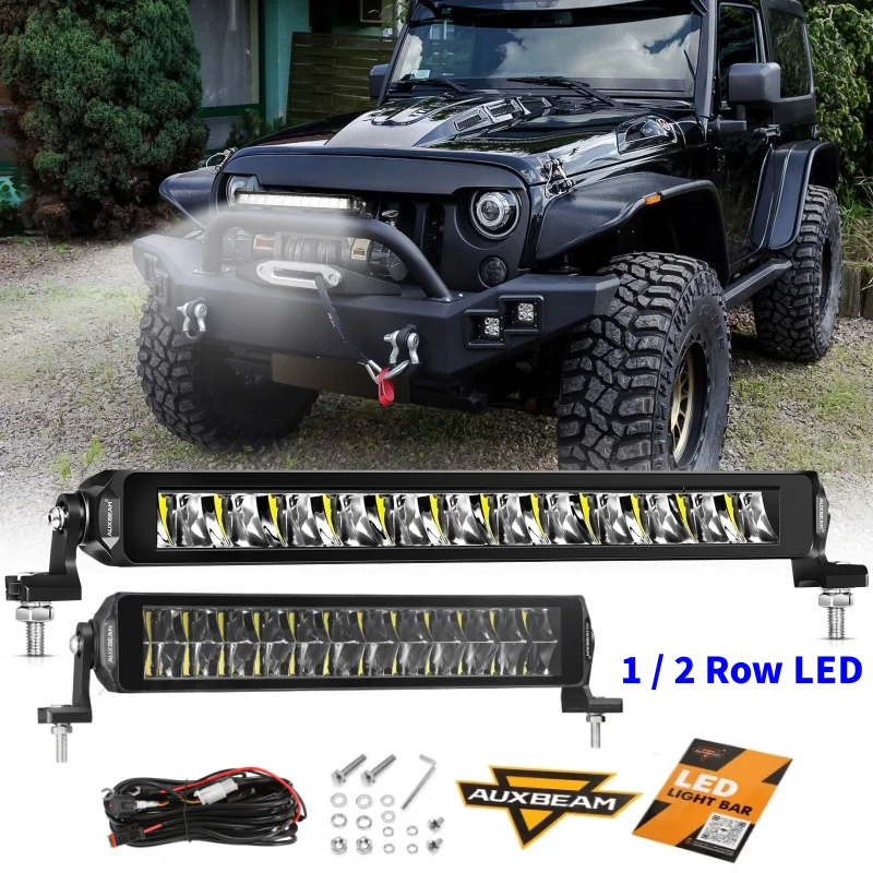 12/22 Inch LED Light Bar with DT Wiring Harness Single/Dual Row LED  Driving Work Light For Off Road Vehicel AUXBEAM