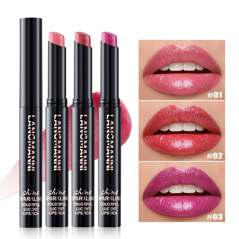 1 Glitter Lipstick - Glossy pearl effect, easy-to-apply moisturizing stick provides moisture and a subtle pearlescent effect to