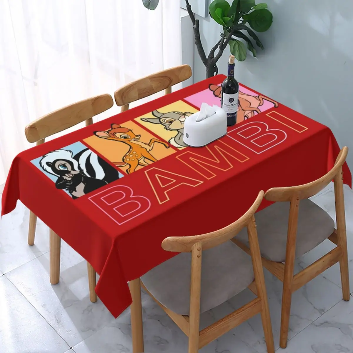 Custom Rectangular Disney Bambi Animated Movies Tablecloth Fit 45