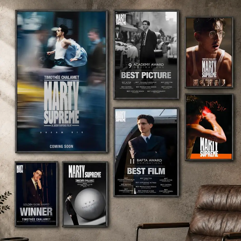 Film Marty Supreme Sports Drama Poster  PP Self Adhesive Home Garage Dorm Bar Wall Decor Aesthetic Retro Gift