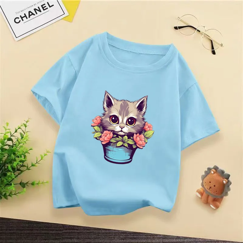 

Kids Crew Neck Cotton Tee, Lightweight and Breathable, Comfortable Fit for Boys and Girls Aged 3-12, All Seasons Use tk0543