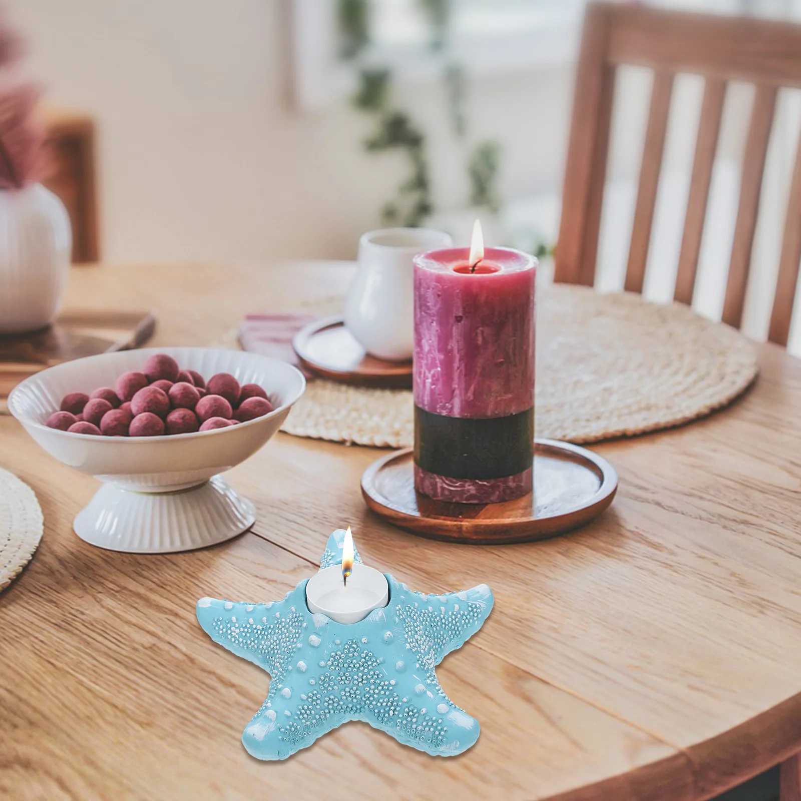 

Decorative Blue Nautical Votive Table Decorations Candlestick Holders for Dinner Beach Wedding