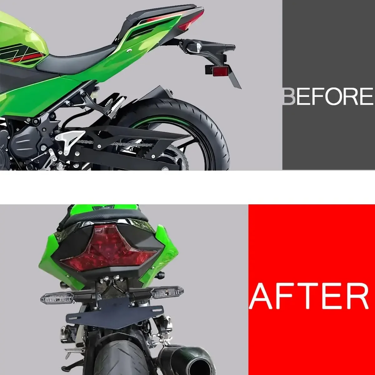 

License Plate Bracket Holder for Ninja 400 250 500 Z400 2018-2025 LED Brake Indicator Frame Eliminator Tail Light