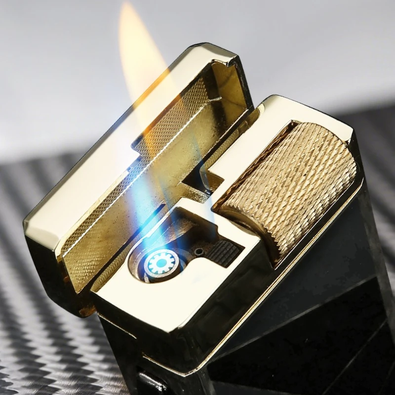 High-end Business Direct-fired Men's Metal Windproof Butane Gas Lighter Fashion Creative Wholesale Direct-fired + Open Flame