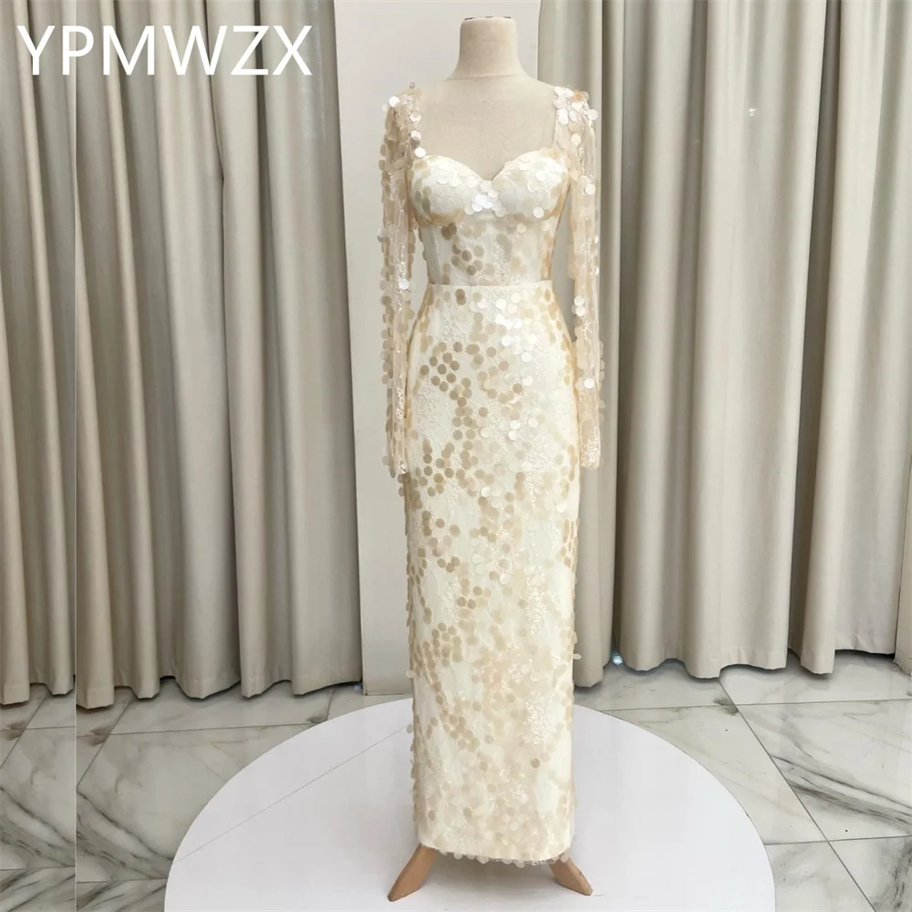 

Customized Evening Dress Party Occasion Formal Prom Gown YPMWZX Square Collar Column Floor Length Skirts Lace Bespoke Occa