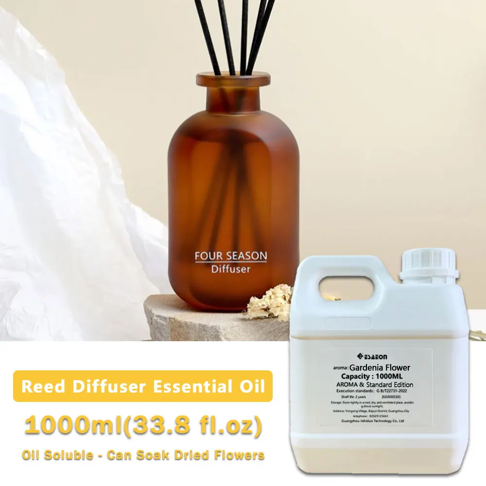 ESAEON 1000ml (33.8 fl.oz) Gardenia Flower/Hilton Essential Oils - For Hotel/Club/Toilet Reed Diffuser & Fireless Aromatherapy