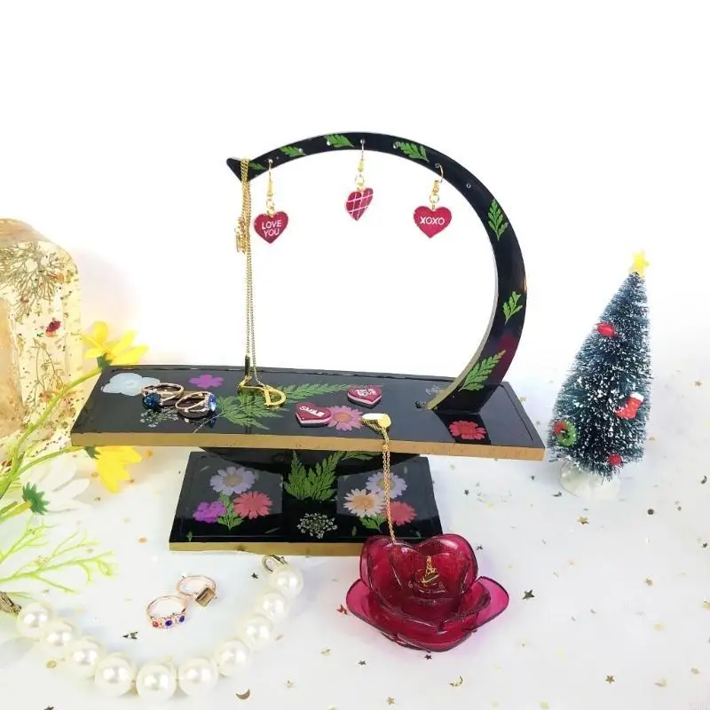 Jewelry Holder Epoxy Resin Silicone Casting Mold for Necklaces Bracelets Storage Suitable for Workshops Home Use X3UC