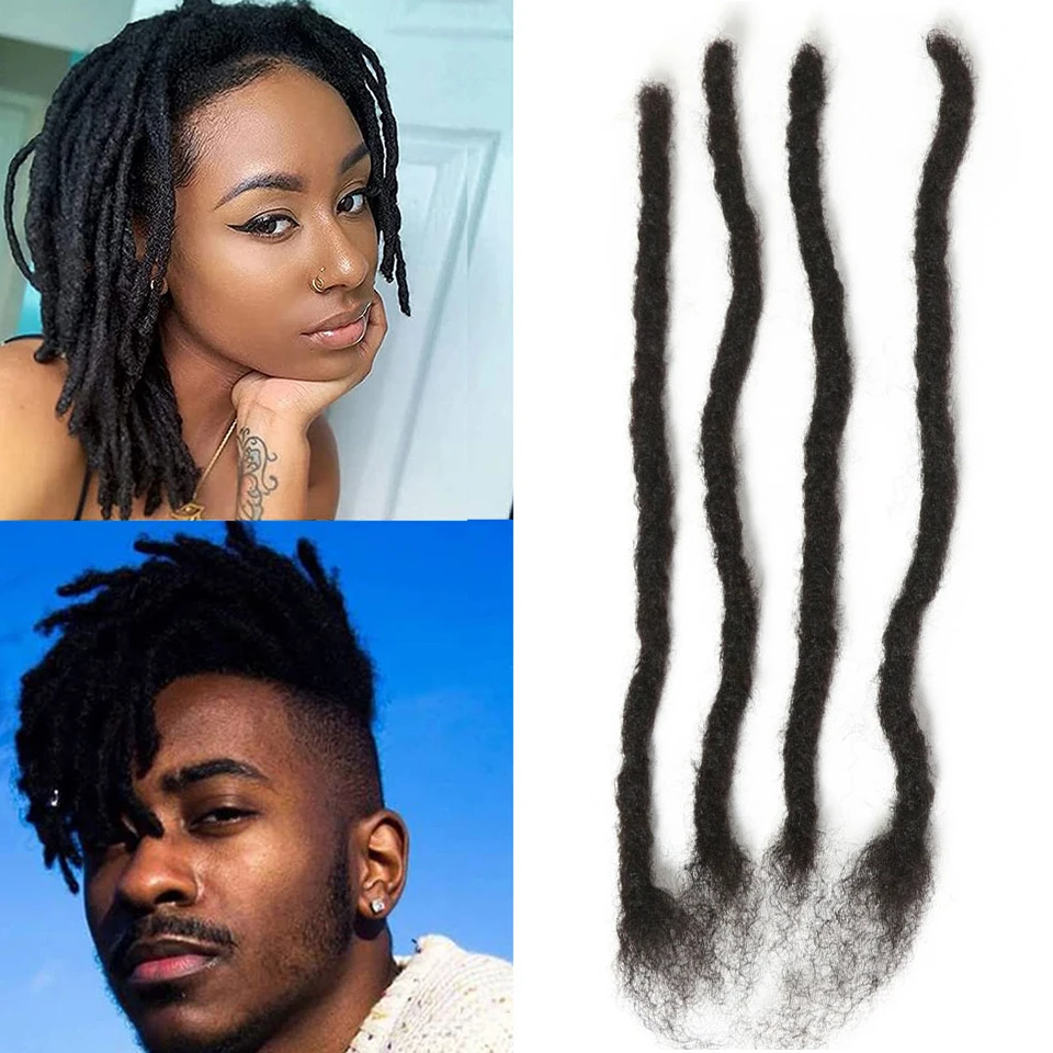 Dreadlock-extensiones de cabello humano para hombres y mujeres, trenzas de ganchillo, extensiones de cabello orgánico, Loc, cerraduras de imitación, 0,6 cm