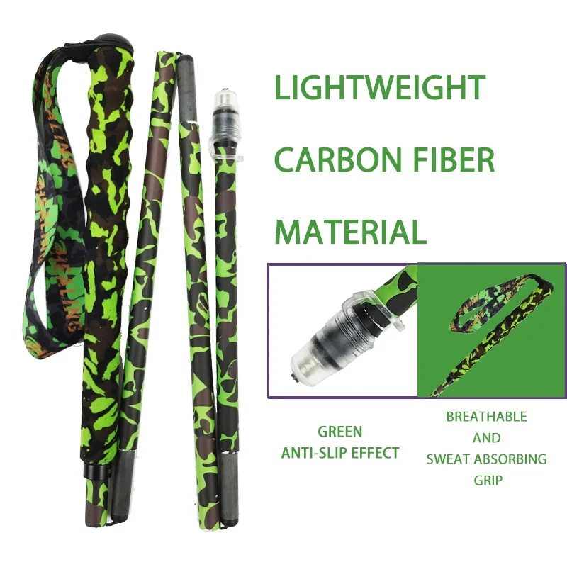 Camo Pattern Hiking Poles Stick Carbon Fiber Ultra Lightweight Retractable Walking Sticks Trekking Poles Foldable Cabonfiber