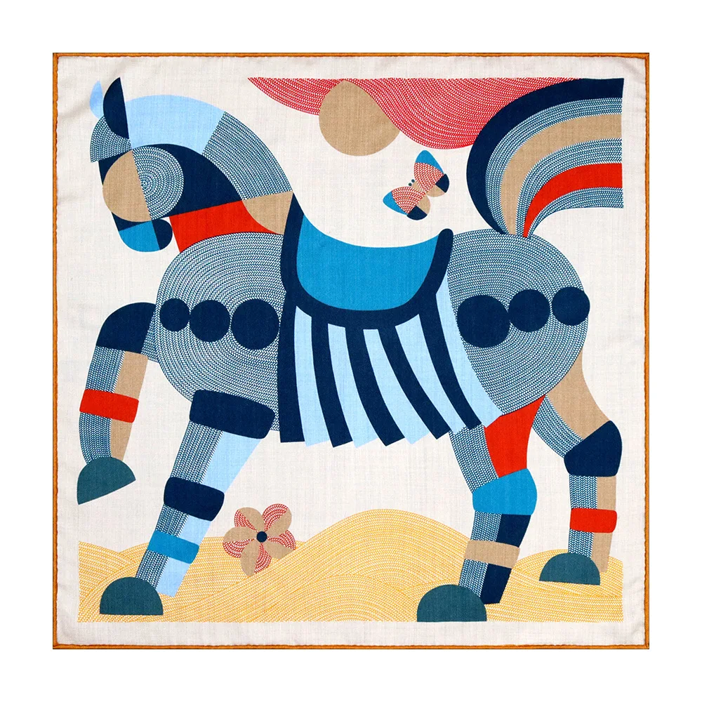 

Women Luxury Bag Scarf 65cm Rolled Edge Bandanas Head Hair Scarfs Belt Accessories Mother Valentine's Day Gift Horse Print