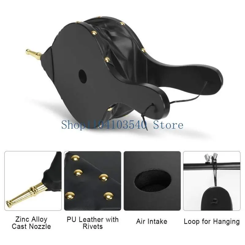 

02DC Fireplace Bellows Practical Wood Fire Blower with Hanging Strap Outdoor Camping Tool for Fireplace, Fire Pit, Wood Stove