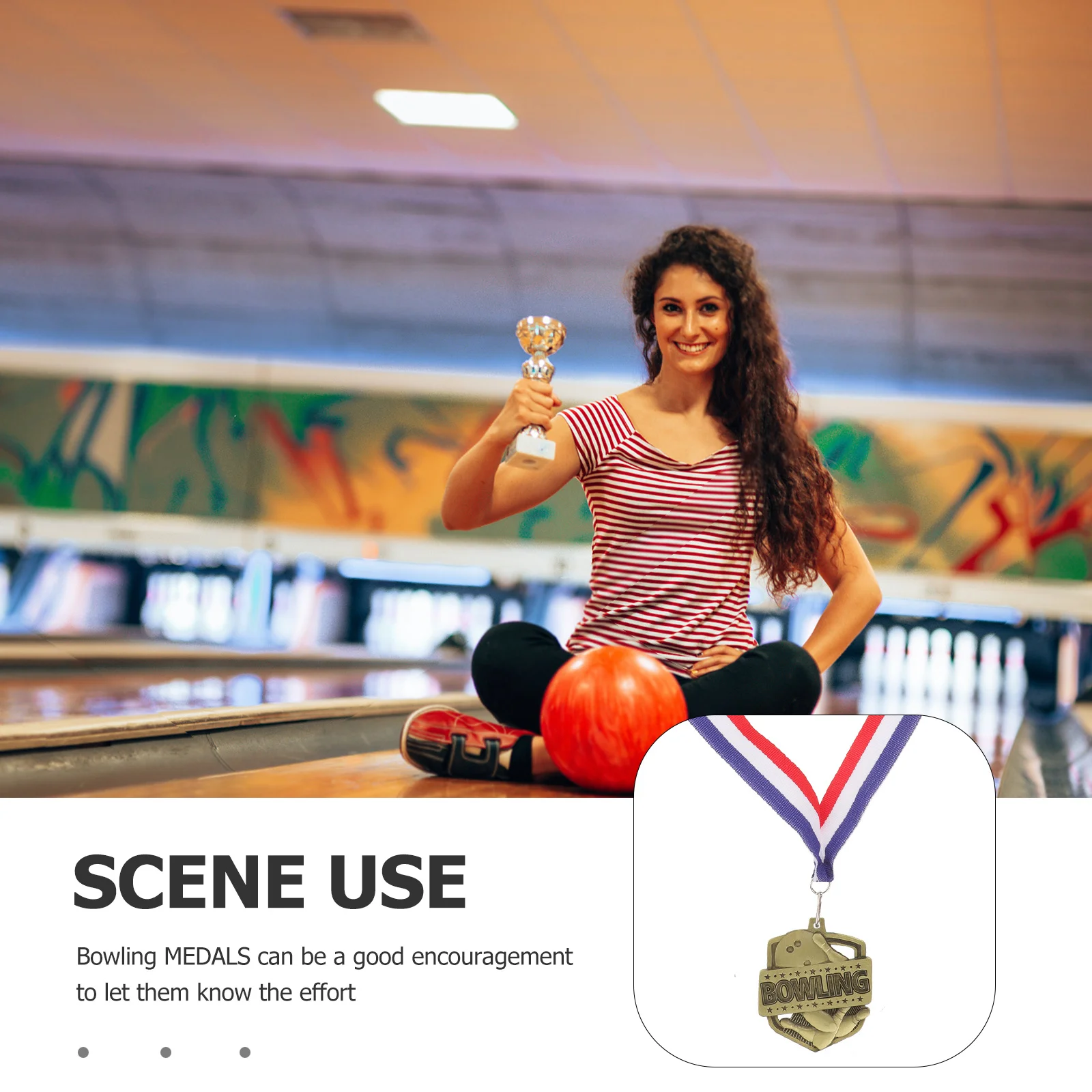 

Round Bronze Bowling Medal Zinc Alloy Construction Fine Craftsmanship for Award Ceremony Competition Party Decoration