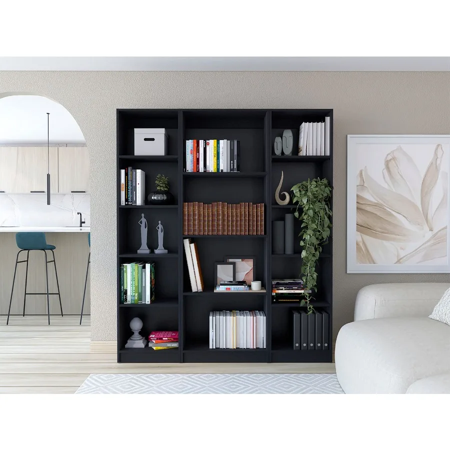 

Alexander Black 3 Piece Living Room Set with 3 Bookcases