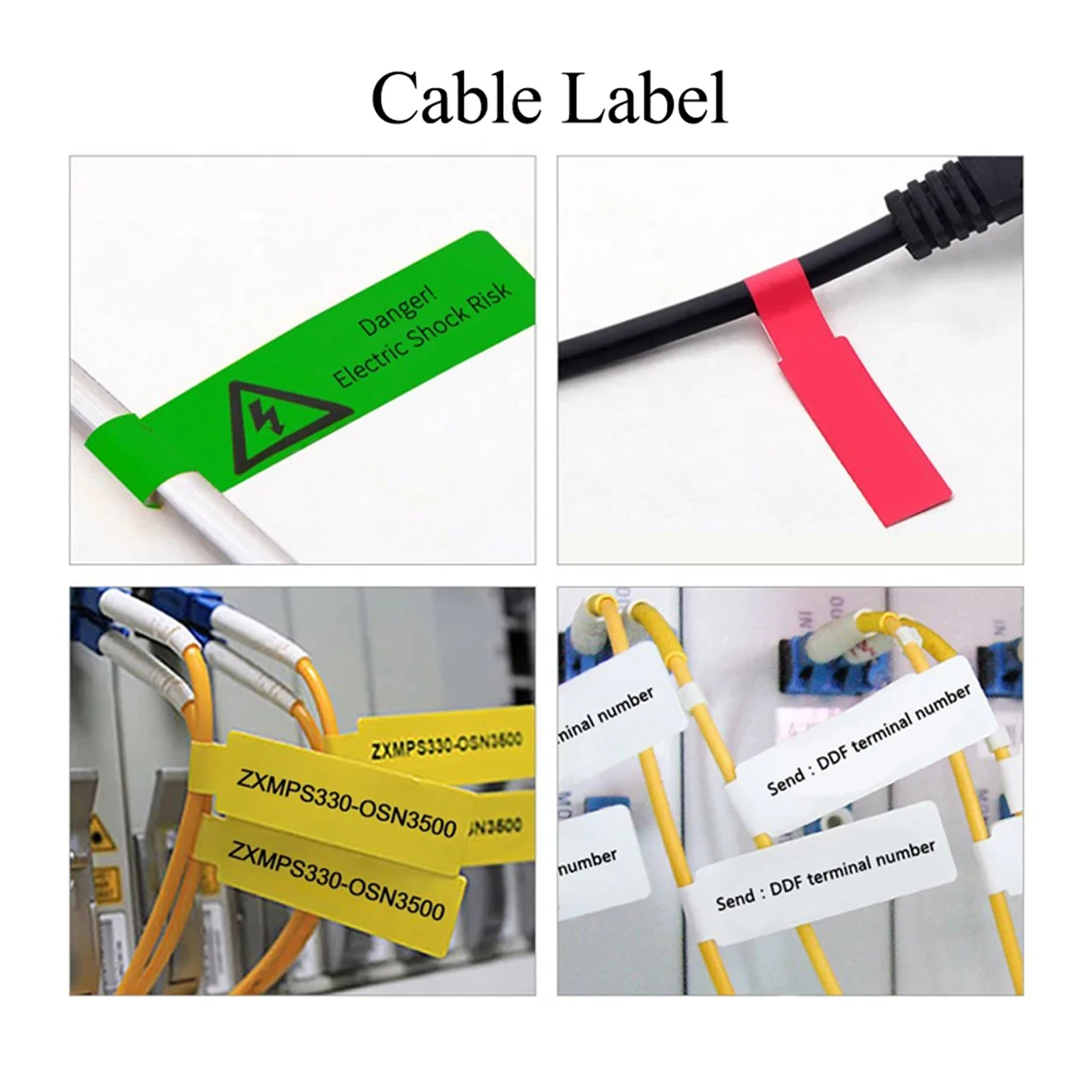 Rollo de etiquetas adhesivas para impresora D110, cinta de gestión de cables, identificación de cables, reemplazo de etiquetas adhesivas, 5 unidades