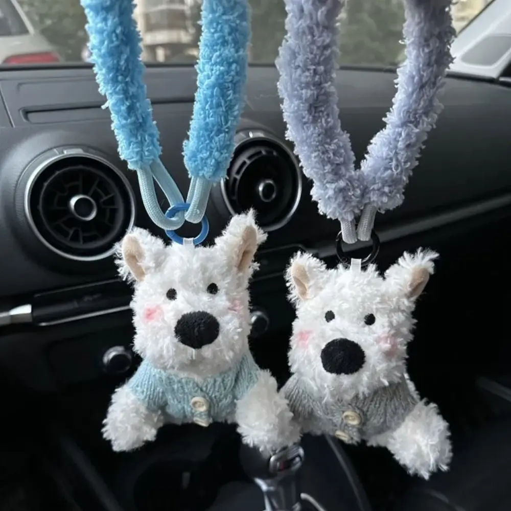 

Stuffed West Highland Bag Pendant Cartoon Animal Anti-lost Plush Puppy Doll Keychain Cute Plush Car Hanging Pendant Girls
