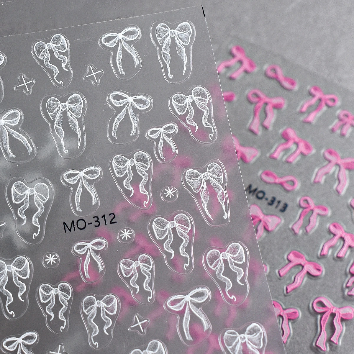 

Back Adhesive Black Pink White 3D Nail Art Ribbon Bow Stickers Laser Decals For Nails Decoration Manicure Supplies Material Tool