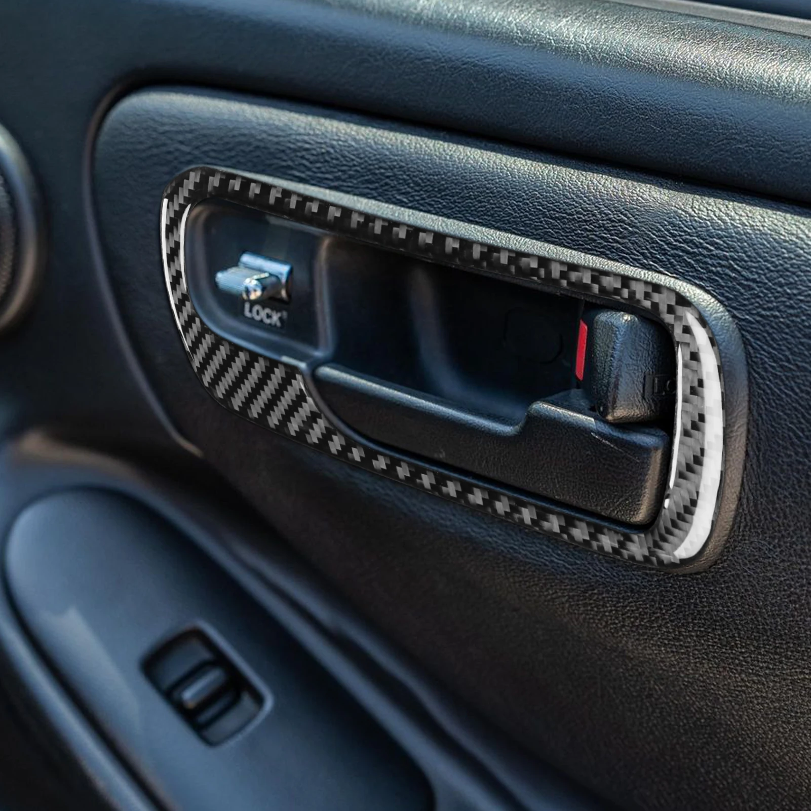 For Acura Integra 1994-2001 Real Carbon Fiber Stickers Door Switch Handle Panel Trim Cover Car Accessories Interior Decorative