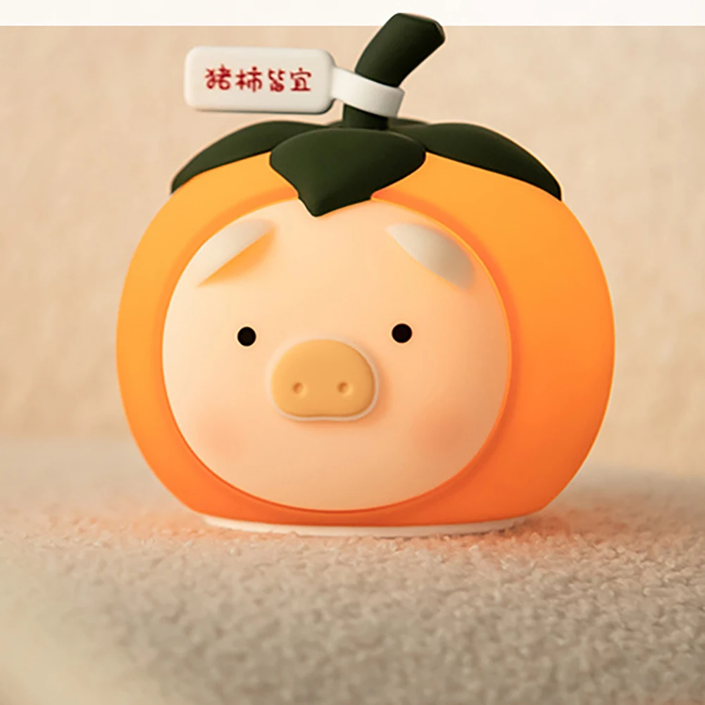 Persimmon Schwein Silikon Nachtlicht, niedliche Schlafzimmer Nachttisch lampe, wiederauf ladbare Schweinchen Licht für Jungen Mädchen, dimmbare Touch-Lampe