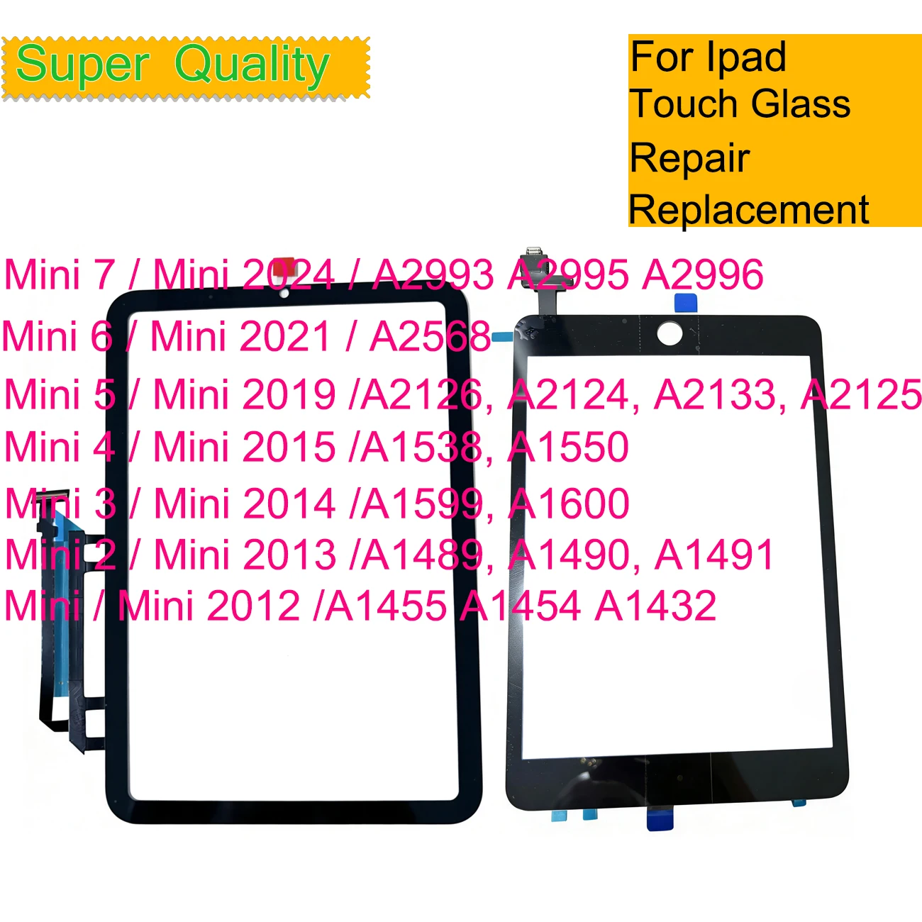 10Pcs/Lot For Apple Ipad Mini 7 6 5 4 3 2 1 7th 6th 5th 4th 3th Touch Screen Digitizer Mini 2024 2021 2019 Front Panel Sensor
