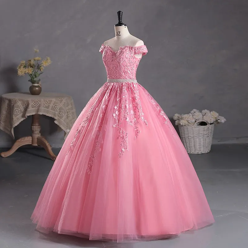 Vestidos  Quinceañera Off The Shoulder Quinceanera Dresses Diamond Belt Ball Gown Party Prom Dresses For Quinceanera Customized