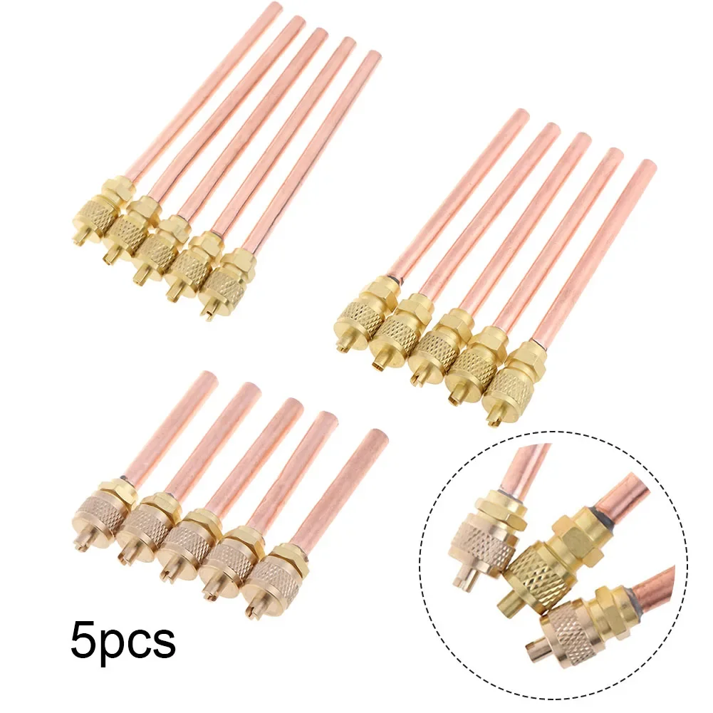 

5PCS Refrigeration Access Valves Copper Tube Filling Parts Replacements AC Air Conditioner Refrigeration Access Valve