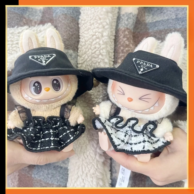 

For 17cm labubu/mokoko clothes outfit labubu sitting party v1 v2 baby clothes kpop exo bts black and white fragrant skirt set