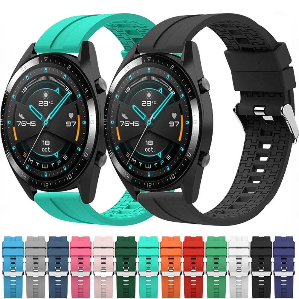 

Silicone Strap for Huawei Watch 3/GT-2-3-Pro/Samsung Watch 3/4/5/Gear S3/Amazfit GTR Sports Wristband for Huawei Watch 46mm 42mm