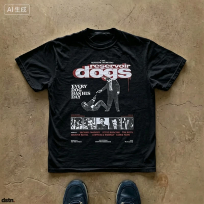 Reservoir Dogs Vintage T-shirt Men Women Oversized Y2k Streetwear Unisex Shirt Retro Movie Quentin Tarantino Graphic Clothing