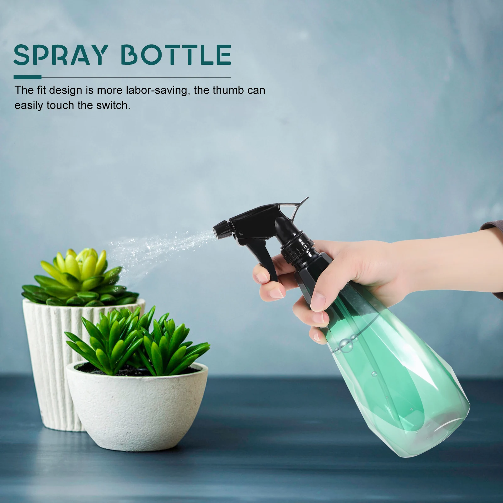 

2pcs 1L Diamond Spray Bottle Gardening Sprayer Plant Watering Thumb Switch Strong Durable Plastic Home Cleaning