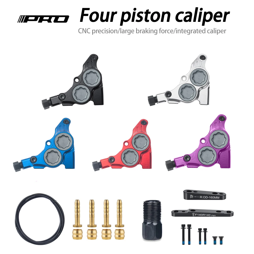 

IIIPRO Road Hydraulic Brake Caliper Flat Mount Four-piston Caliper, Ice Technology Brake Pads, CNC lightweight