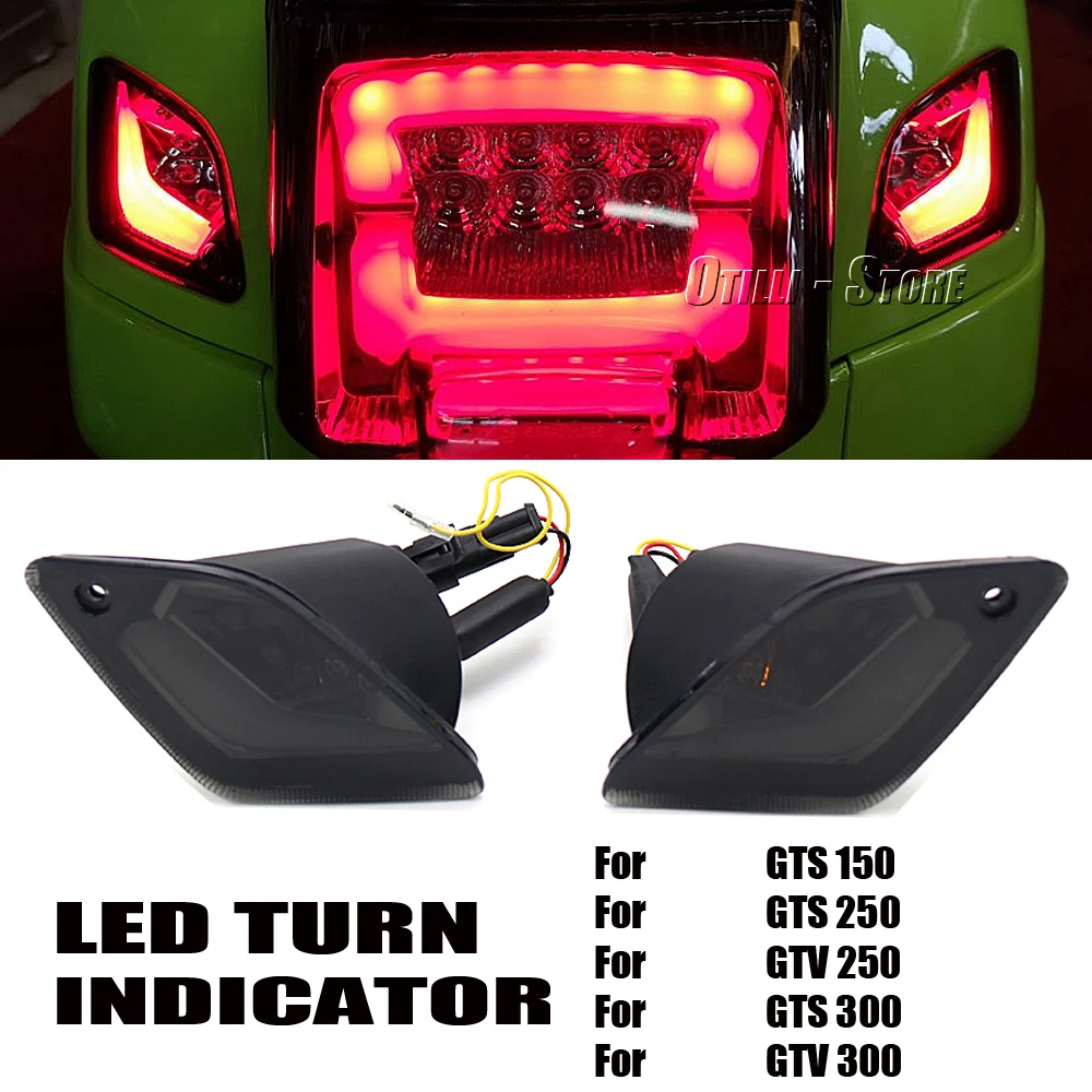 New LED Turn Signal Light Waterproof Flasher Indicator Rear Lights Lamp For Vespa GTS 300 GTS250 GTS300 GTS150 GTV300 GTV250