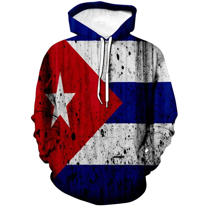 

3D Printed Cuba Flag Hoodie For Men New In Long Sleeves Sweatshirts Pullover Tops Fashion Sports Running Oversized Hoodies