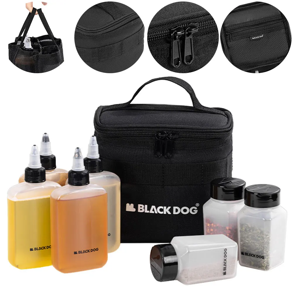 Juego de botellas de condimentos para exteriores con bolsa de transporte, juego de tarros de condimentos líquidos sólidos para Picnic, juego de contenedores de especias para acampar y viajar