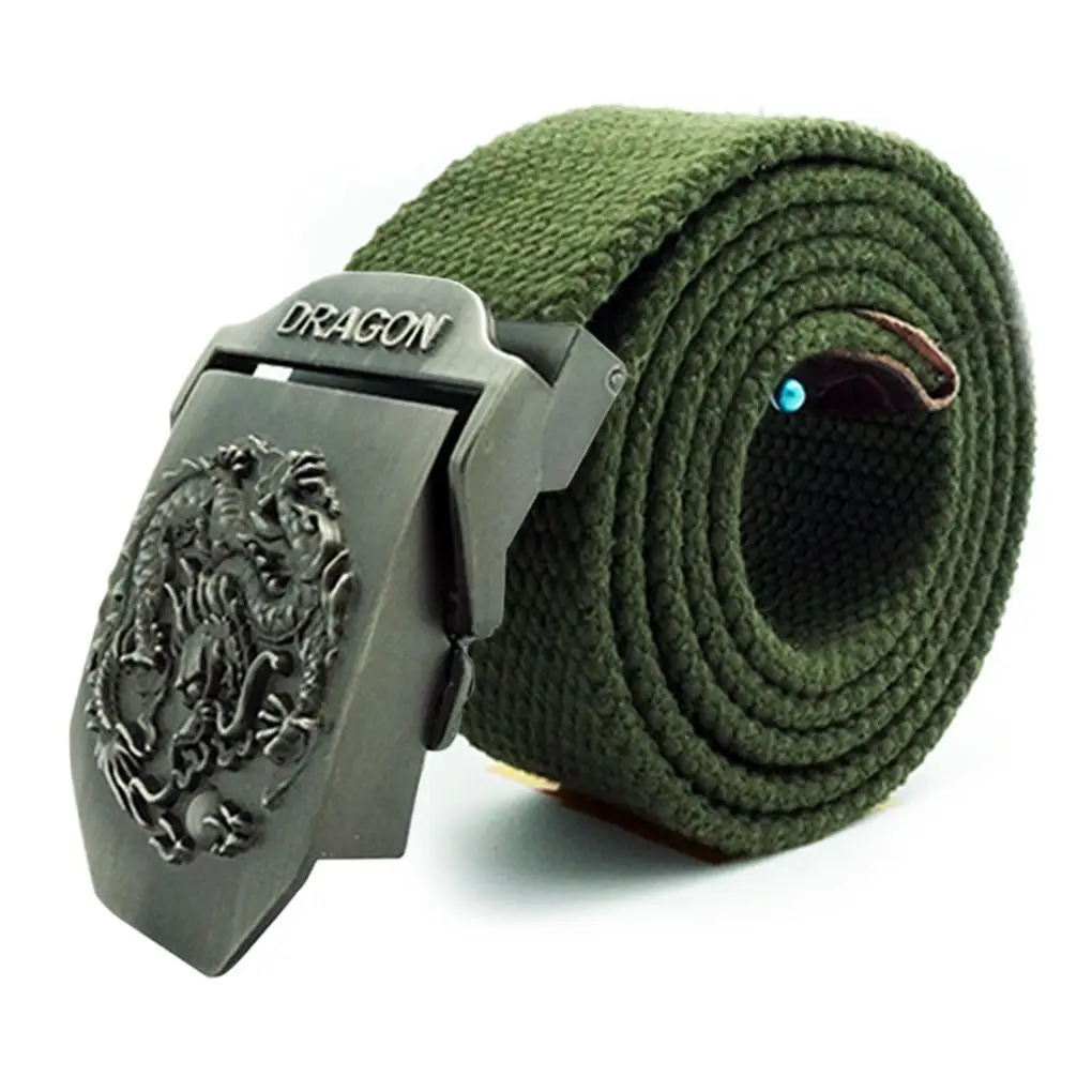 Mannen En Vrouwen Dikker Canvas Sterke Automatische Drakengesp Militaire Riem Casual Tailleband