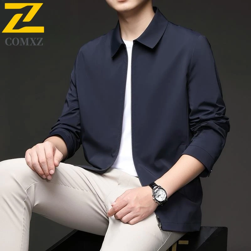 

COMXZ Mens Jacket Light Luxury Lapel Breathable Slim Fit Lightweight Simple Style Business Coats Travel Outdoor Casual Blazer