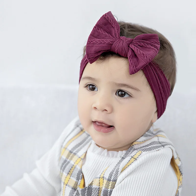 Lovely Newborn Baby Headband For Girls Elastic Knit Children Turban Baby Bows Soft Nylon Kids Headwear Hair Accessories