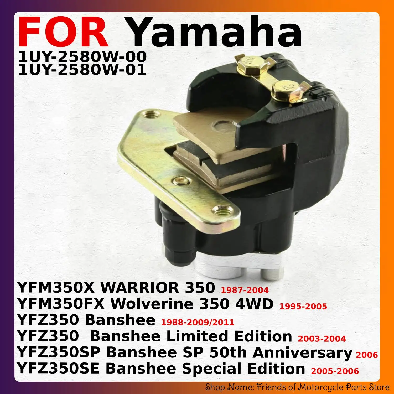 

Rear Brake Caliper with For Yamaha YFM350X WARRIOR YFM350FX Wolverine YFZ350 YFZ350SP YFZ350SE Banshee 1UY-2580W-00 1UY-2580W-01