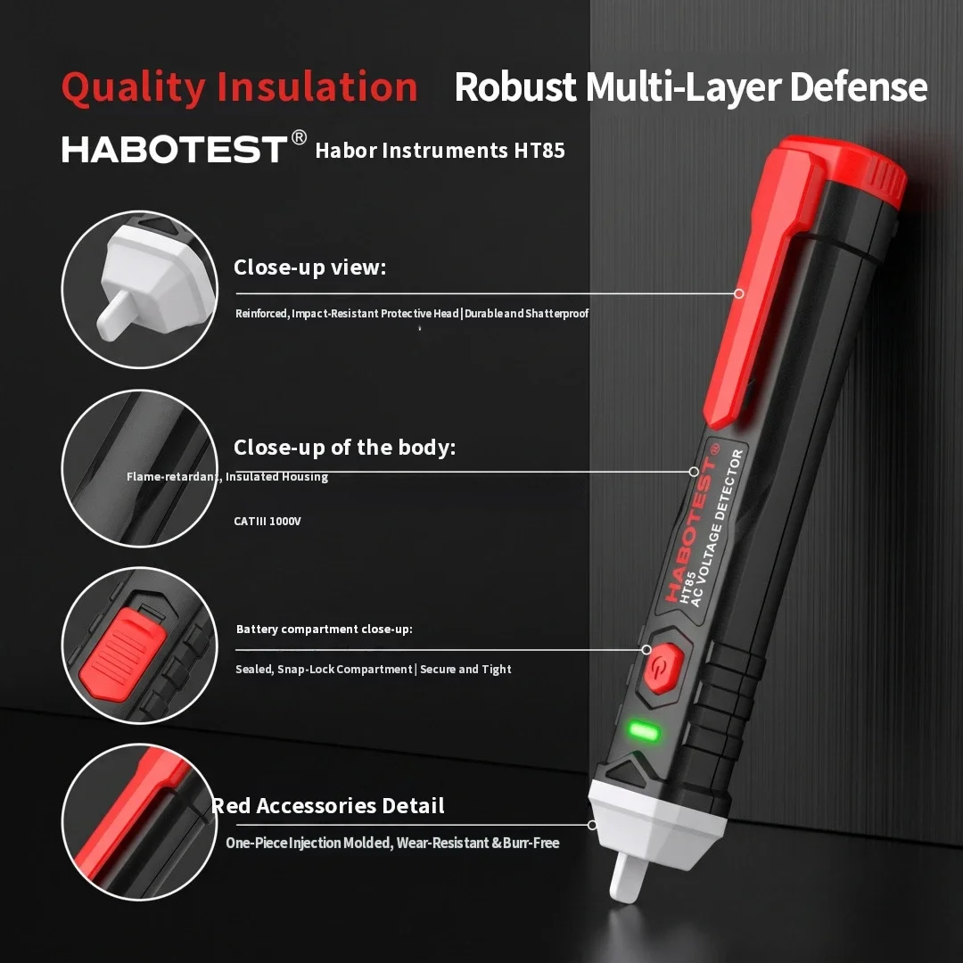 Non-Contact Voltage Tester Pen with Live and Neutral Wire Detection, Wire Break Detection, Audible Visual Alarm and LED Light