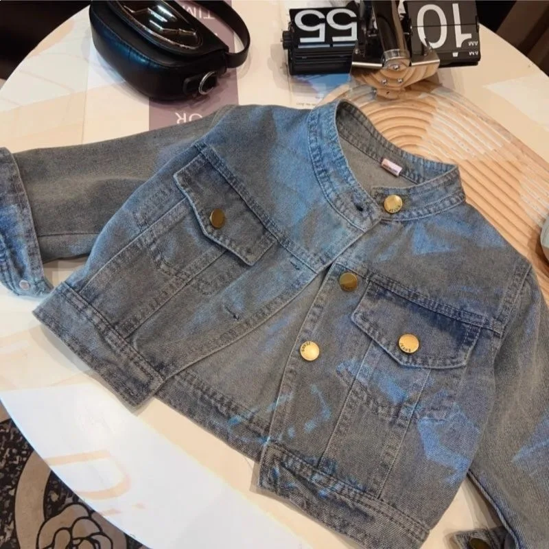 2026 Four Seasons New Hot Selling Stand up Collar Metal Button Design Handsome Cowboy Jacket