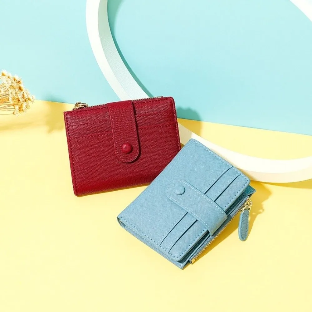 

Модный короткий кошелек из искусственной кожи с несколькими картами на молнии, двойной кошелек, многофункциональный складной женский держатель для карт, студенческий