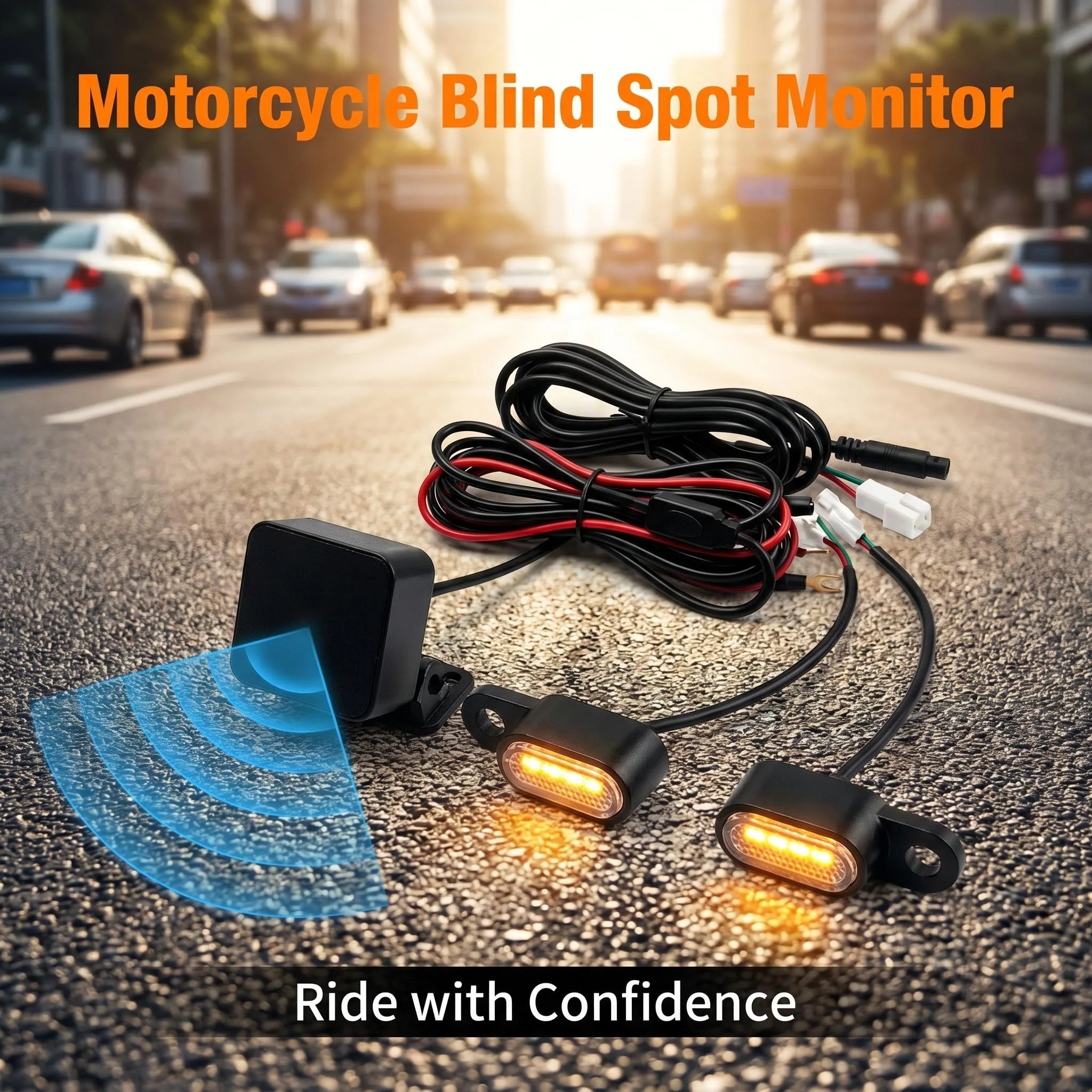 Motorcycle Blind Spot Monitoring System 77Ghz Millimeter Wave Sensor Lane Change Assist System Moto Safe Driving