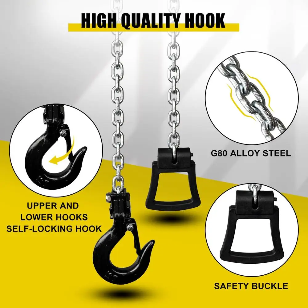 1/4 Ton 550Lbs Capacity Mini Chain Hoist 5FT Lift Portable Ratchet Lever Hoist Vehicle Repair Factory Small Space Outdoor