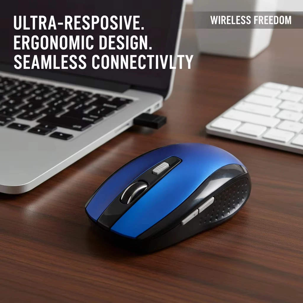 Wireless 2.4G Optical Gaming Mouse,6 Buttons,7500 DPI,4-Ways Scroll Ergonomic Design Gaming Mouse For Desktop&Macbook PC Laptop