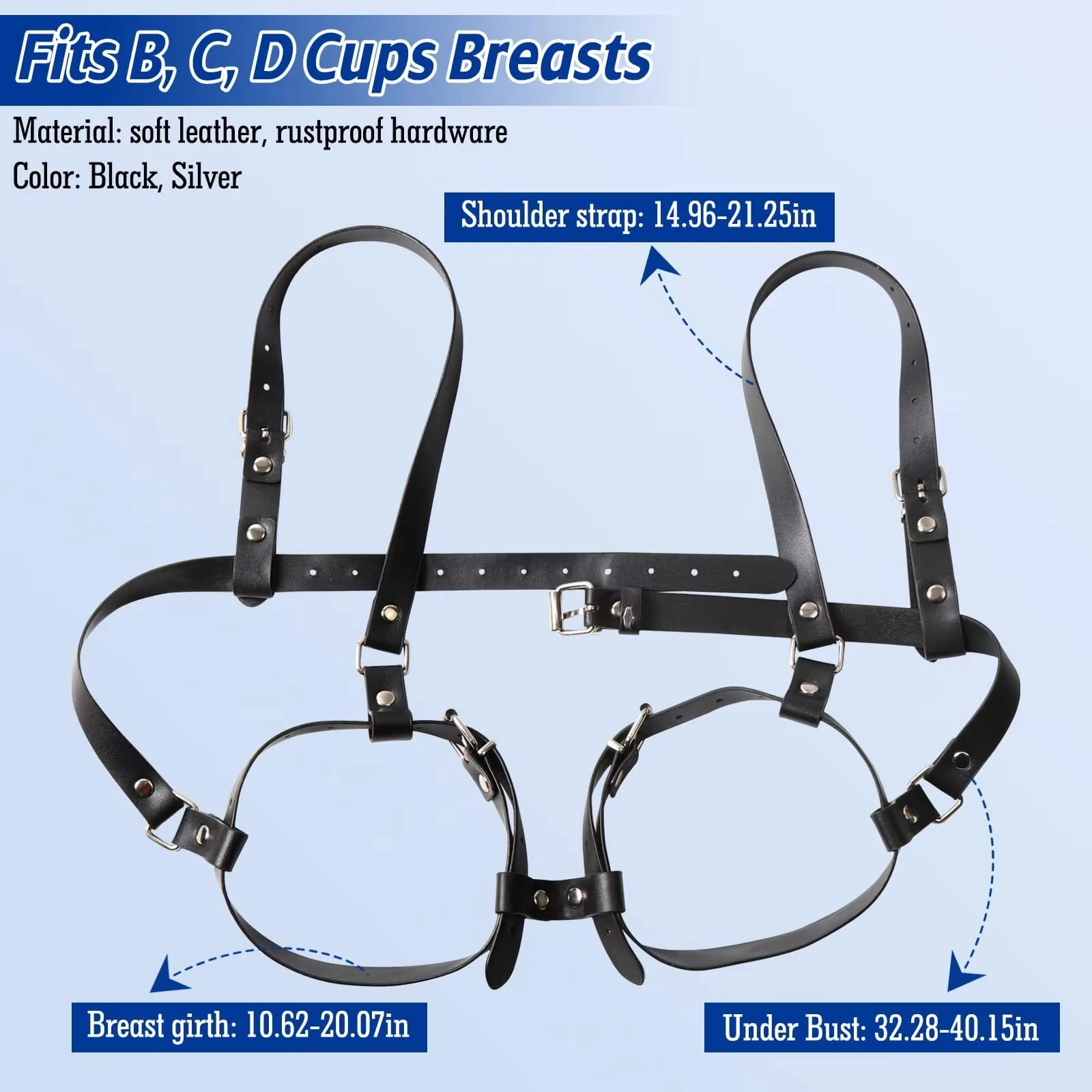 BDSM Breast Bondage Harness Sex Toys B to D Cup Leather Fetish Sexy Chest Restraints Punk Gothic For Women SM Bra Belts Straps - Image 5
