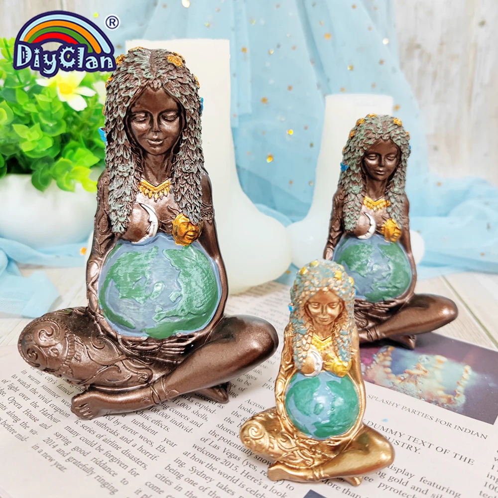 Small Goddness Mother Earth Silicone Mold DIY Crafts Baking Candle Gypsum Aromatherapy Making Decoration Mould 3D Gaia Statue