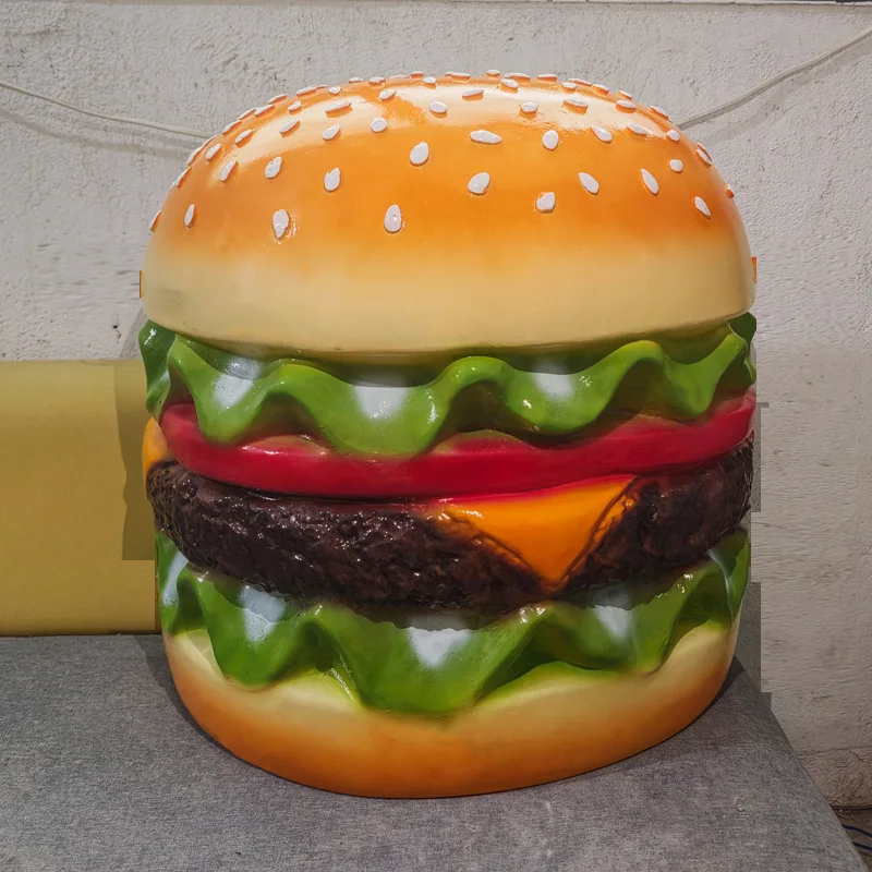 Factory Direct 2026 Top Rated Simulation Big Burger Model Fiberglass Sculpture Bakery Decoration