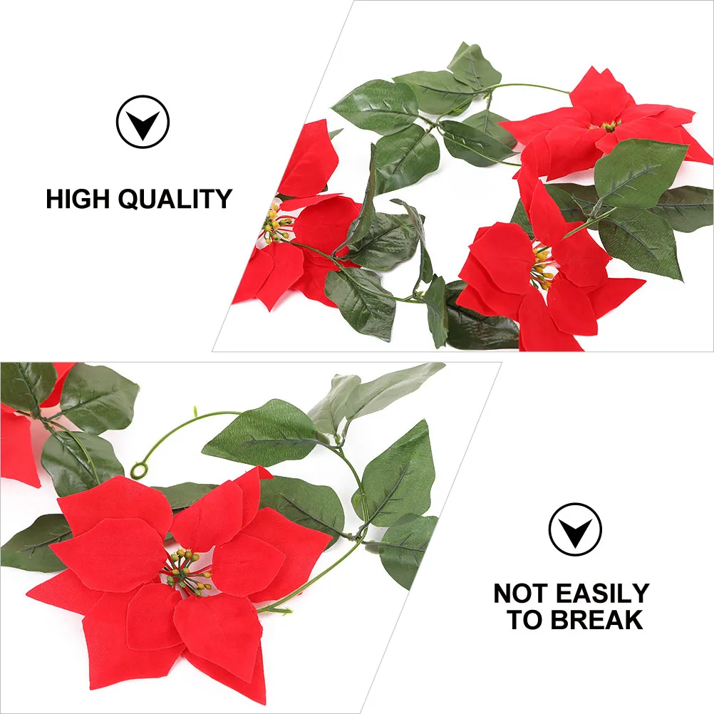 

2 M Pvc Cloth Red Flower Rattan Garland Christmas Decoration Ornament Simulation Flower Garlands Festival Tree Diy Wreath Green