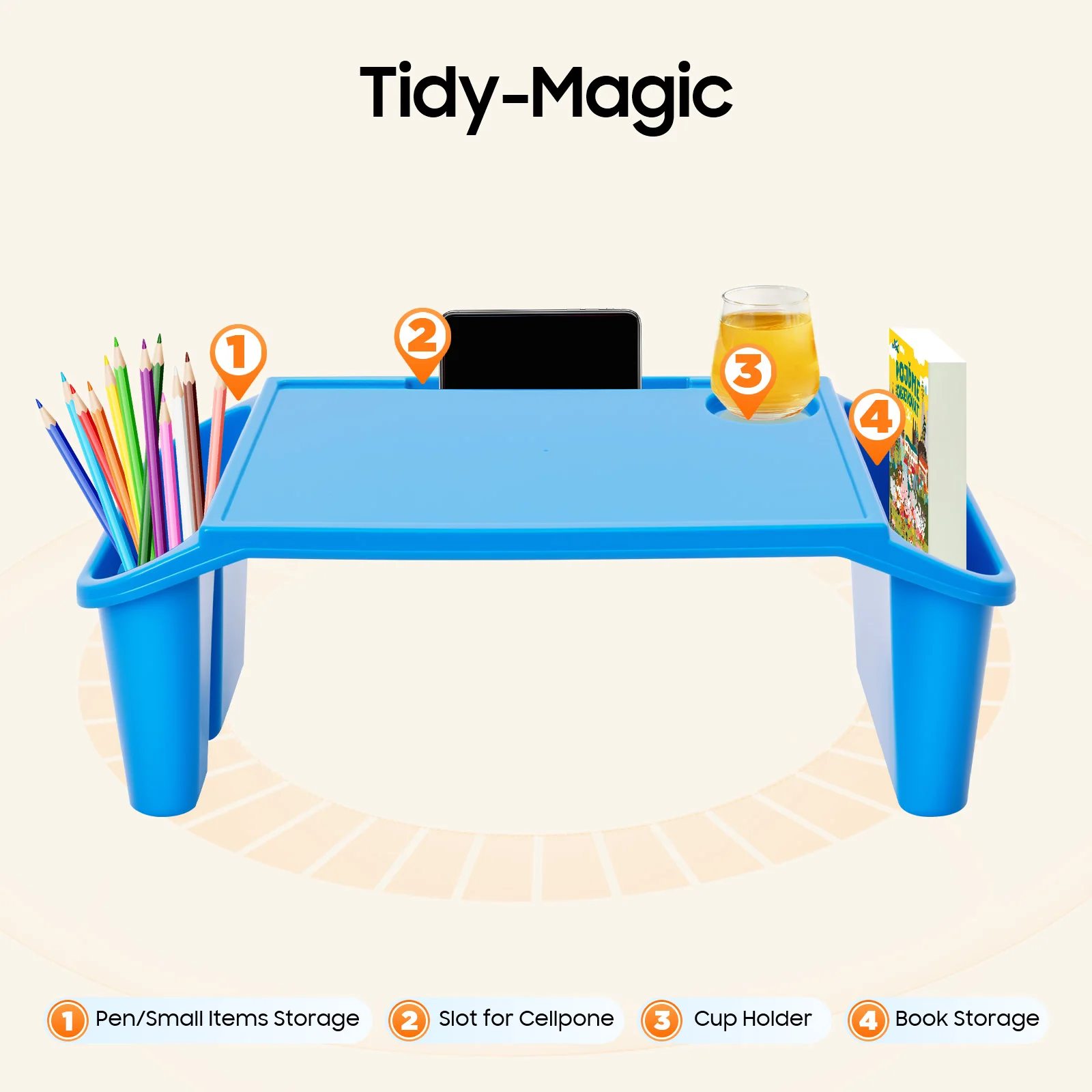 Kids Lap Desk 4 Pack Portable Laptop Tray with Side Pockets Bed Table Study Eating Multicolor